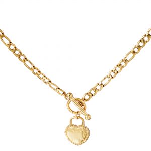 Damen Halskette heart on lock aus mit Gelbgold beschichtetem Edelstahl