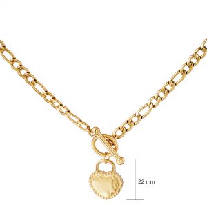 Damen Halskette heart on lock aus mit Gelbgold beschichtetem Edelstahl