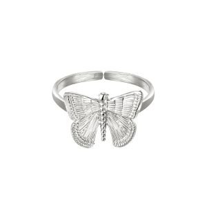 Damen Ring butterfly aus mit Weigold beschichtetem Edelstahl