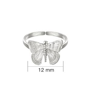 Damen Ring butterfly aus mit Weigold beschichtetem Edelstahl