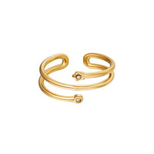 Damen Ring Spiralring aus mit Gelbgold beschichtetem Edelstahl mit Zirkonsteinen