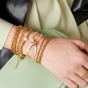 Damen Armband twisted chain aus mit Gelbgold beschichtetem Edelstahl