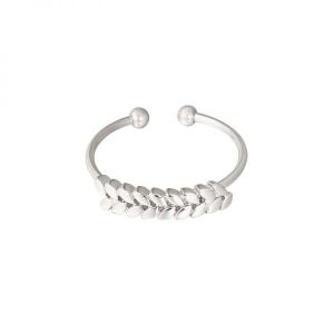 Damen Ring feather row aus mit Weigold beschichtetem Kupfer