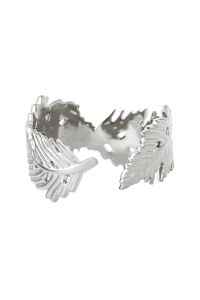 Damen Ring wavy leaf aus mit Weigold beschichtetem Edelstahl