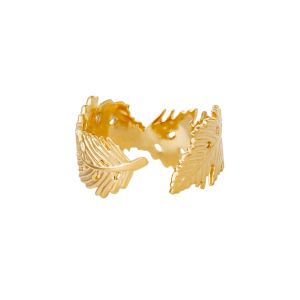 Damen Ring wavy leaf aus mit Gelbgold beschichtetem Edelstahl