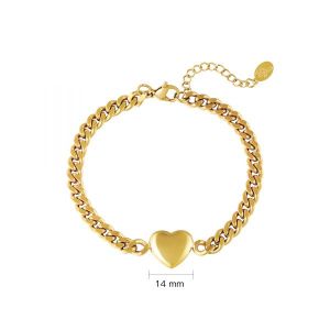 Damen Armband chained heart aus mit Gelbgold beschichtetem Edelstahl