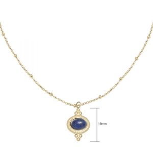 Damen Halskette mystic jewel aus mit Gelbgold beschichtetem Edelstahl mit blauem Stein