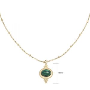 Damen Halskette mystic jewel aus mit Gelbgold beschichtetem Edelstahl mit grnem Stein