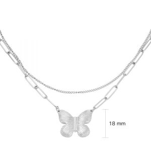 Damen Halskette butterfly chain aus mit Weigold beschichtetem Edelstahl