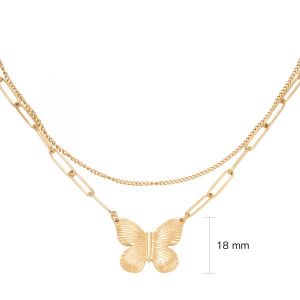 Damen Halskette butterfly chain aus mit Gelbgold beschichtetem Edelstahl