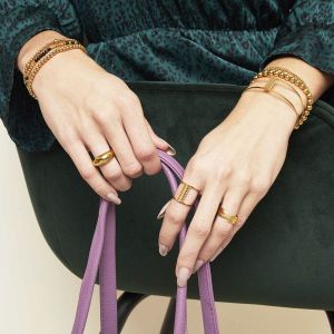 Damen Ring woven aus mit Gelbgold beschichtetem Edelstahl