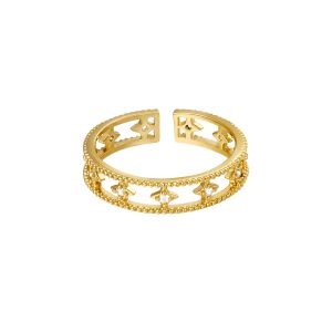 Damen Ring glorious aus mit Gelbgold beschichtetem Kupfer mit Zirkonsteinen