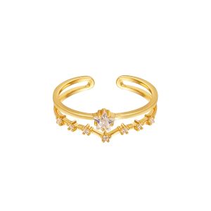 Damen Ring brightest star aus mit Gelbgold beschichtetem Kupfer mit Zirkonsteinen