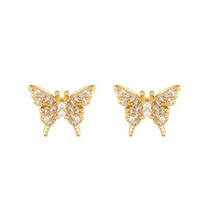 Damen Ohrringe sparkling butterfly aus mit Gelbgold beschichtetem Kupfer