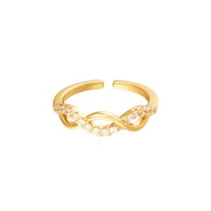 Damen Ring angelic aus mit Gelbgold beschichtetem Kupfer mit Zirkonsteinen