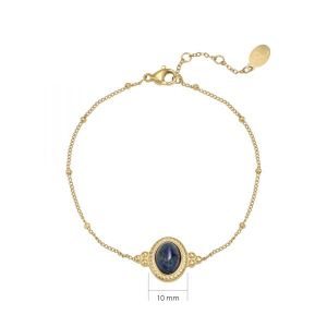 Damen Armband mystic jewel aus mit Gelbgold beschichtetem Edelstahl mit blauem Stein