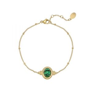 Damen Armband mystic jewel aus mit Gelbgold beschichtetem Edelstahl mit grnem Stein