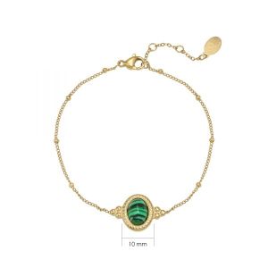 Damen Armband mystic jewel aus mit Gelbgold beschichtetem Edelstahl mit grnem Stein