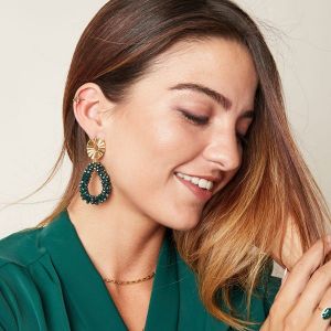 Ohrstulpe Earcuff beatrix aus mit Gelbgold beschichtetem Kupfer mit Zirkonsteinen