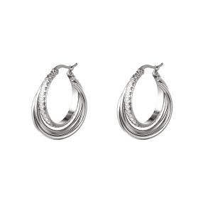 Damen Ohrringe modern hoop aus mit Weigold beschichtetem Edelstahl