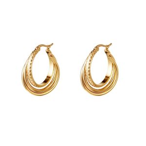 Damen Ohrringe modern hoop aus mit Gelbgold beschichtetem Edelstahl