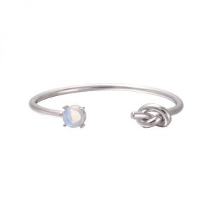 Damen Armband stone and knot aus mit Weigold beschichtetem Kupfer mit weier Kugel