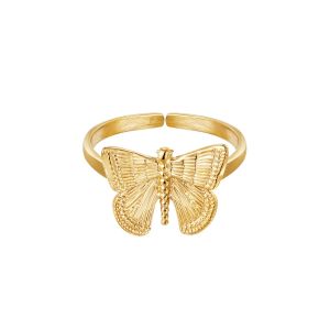 Damen Ring butterfly aus mit Gelbgold beschichtetem Edelstahl