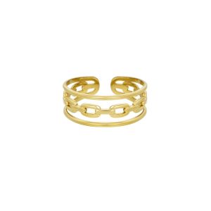 Damen Ring triple aus mit Gelbgold beschichtetem Edelstahl