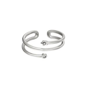 Damen Ring Spiralring aus mit Weigold beschichtetem Edelstahl mit Zirkonsteinen