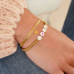 Damen Armband Kleeblatt aus mit Gelbgold beschichtetem Edelstahl