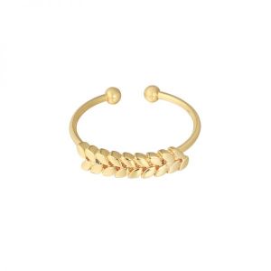 Damen Ring feather row aus mit Gelbgold beschichtetem Kupfer