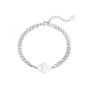 Damen Armband locked heart aus mit Weigold beschichtetem Edelstahl