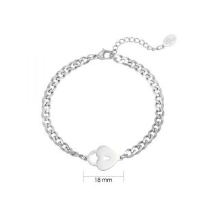 Damen Armband locked heart aus mit Weigold beschichtetem Edelstahl