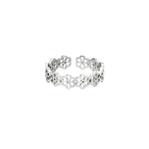 Damen Ring flower field aus mit Weigold beschichtetem Edelstahl