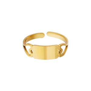 Damen Ring zwei Herzen aus mit Gelbgold beschichtetem Edelstahl