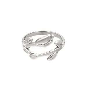 Damen Ring Blumen aus mit Weigold beschichtetem Edelstahl