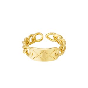 Damen Ring Kettenring aus mit Gelbgold beschichtetem Edelstahl