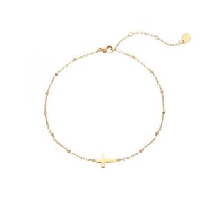 Damen Armband classic cross aus mit Gelbgold beschichtetem Edelstahl