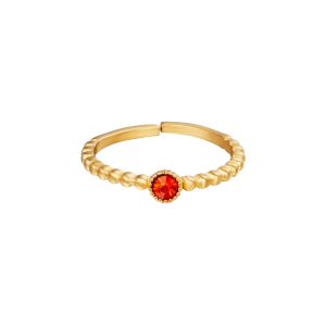 Damen Ring aus mit Gelbgold beschichtetem Edelstahl mit orangem Zirkonstein