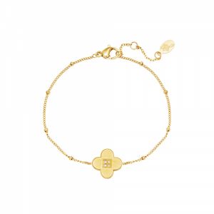 Damen Armband Kleeblatt aus mit Gelbgold beschichtetem Edelstahl mit Zirkonsteinen