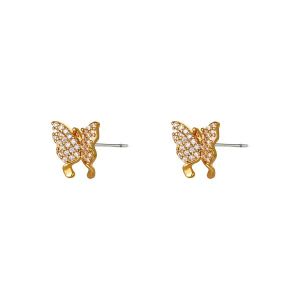 Damen Ohrringe shiny butterfly aus mit Gelbgold beschichtetem Kupfer mit Zirkonsteinen