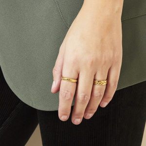 Damen Ring faya aus mit Gelbgold beschichtetem Edelstahl