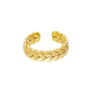 Damen Ring Lorbeerblatt aus mit Gelbgold beschichtetem Edelstahl