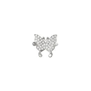 Ohrstulpe Earcuff flying diamonds aus mit Weigold beschichtetem Kupfer mit Zirkonsteinen