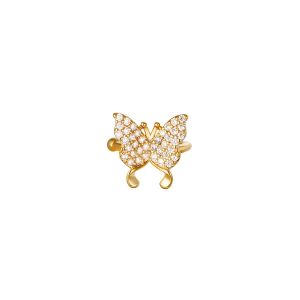 Ohrstulpe Earcuff flying diamonds aus mit Gelbgold beschichtetem Kupfer mit Zirkonsteinen