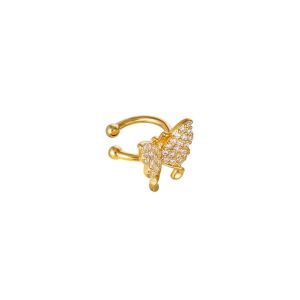 Ohrstulpe Earcuff flying diamonds aus mit Gelbgold beschichtetem Kupfer mit Zirkonsteinen