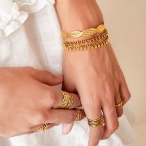 Damen Armband Kreise aus mit Gelbgold beschichtetem Edelstahl