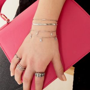 Damen Armband Doppelkette aus mit Weigold beschichtetem Edelstahl