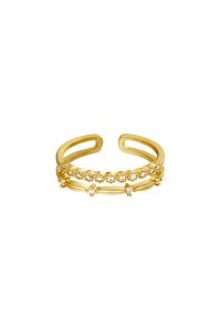 Damen Ring aus mit Gelbgold beschichtetem Edelstahl mit Zirkonsteinen