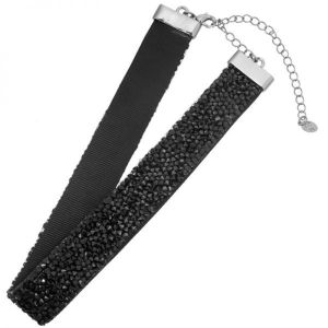 Damen Halsband choker ultimate glam aus Legierung, Harz und Polyester in schwarz